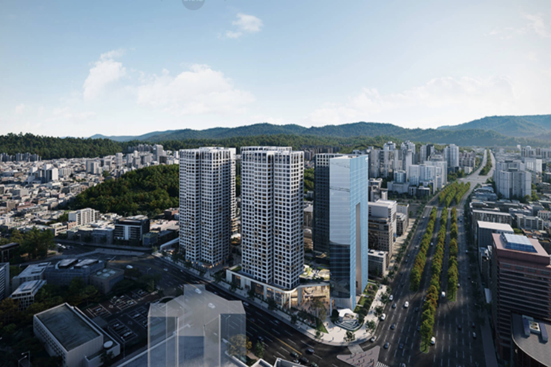 어나드 범어 주변 경관과 단지 전체 규모를 한눈에 보는 투시도